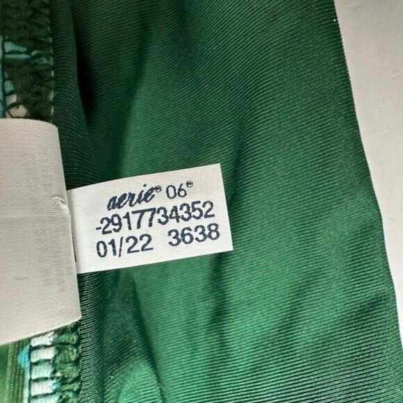 Aerie American Eagle M Side Tie Bikini Green Mod Stripe Print Real Good Swim - Picture 8 of 11